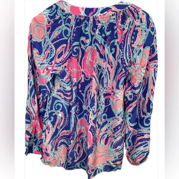 Lilly Pulitzer Elsa Jellies Be Jammin Iris Blue Blouse in Size Small *rare* - Picture 3 of 7